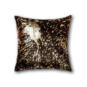 Natural Home Decor Torino Scotland Cowhide Pillow | 1-Piece | Chocolate & gold